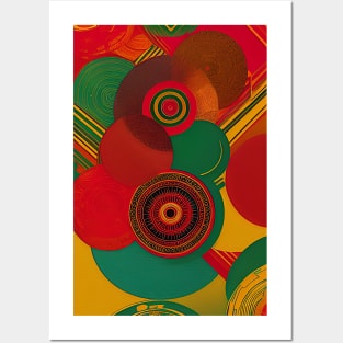 Abstract Circles Red Gold Green Posters and Art